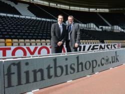 Flint Bishop Ian Beardmore and Tom Glick of Derby County